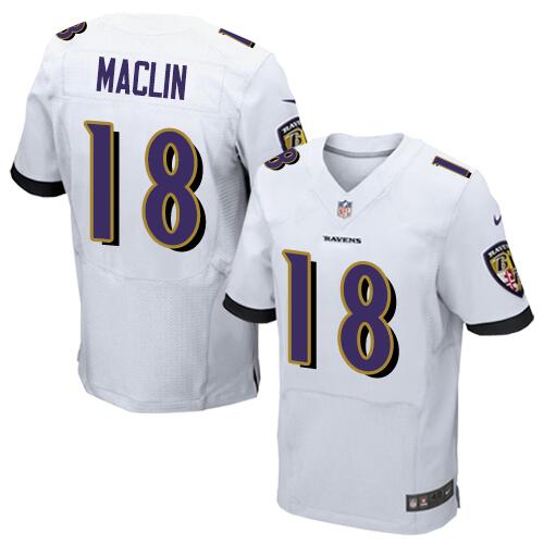 Nike Ravens #18 Jeremy Maclin White Men's Stitched NFL Elite Jersey Nike Ravens #18 Jeremy Maclin White Men's Stitched NFL Elite Jersey