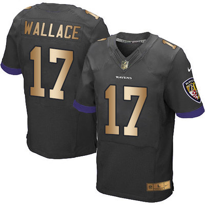 Nike Ravens #17 Mike Wallace Black Alternate Men's Stitched NFL New Elite Gold Jersey Nike Ravens #17 Mike Wallace Black Alternate Men's Stitched NFL New Elite Gold Jersey