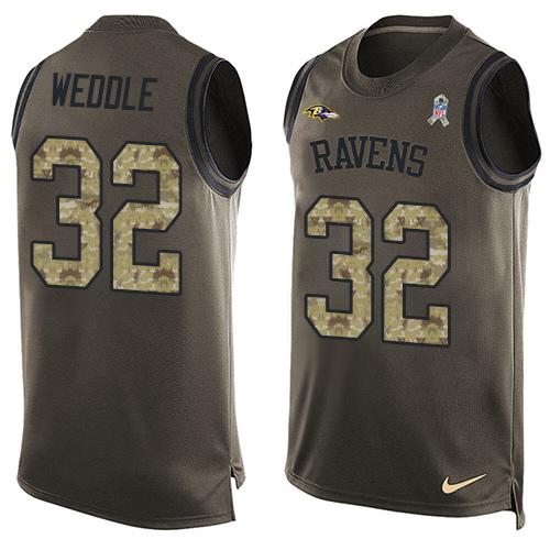 Nike Ravens #32 Eric Weddle Green Men's Stitched NFL Limited Salute To Service Tank Top Jersey Nike Ravens #32 Eric Weddle Green Men's Stitched NFL Limited Salute To Service Tank Top Jersey