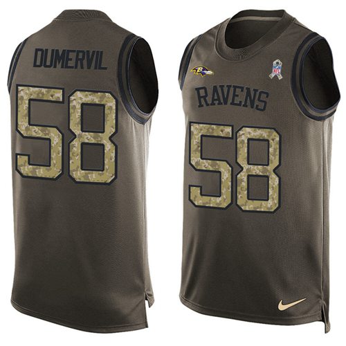 Nike Ravens #58 Elvis Dumervil Green Men's Stitched NFL Limited Salute To Service Tank Top Jersey Nike Ravens #58 Elvis Dumervil Green Men's Stitched NFL Limited Salute To Service Tank Top Jersey