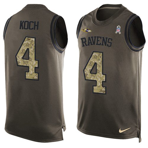 Nike Ravens #4 Sam Koch Green Men's Stitched NFL Limited Salute To Service Tank Top Jersey Nike Ravens #4 Sam Koch Green Men's Stitched NFL Limited Salute To Service Tank Top Jersey