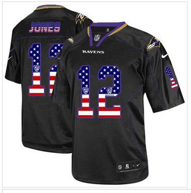 NEW Baltimore Ravens #12 Jacoby Jones Black NFL Elite USA Flag Fashion jersey NEW Baltimore Ravens #12 Jacoby Jones Black NFL Elite USA Flag Fashion jersey