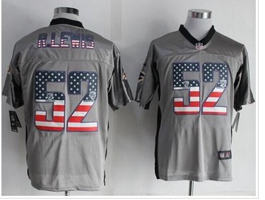 NEW Baltimore Ravens #52 Ray Lewis Grey NFL Elite USA Flag Fashion Jersey