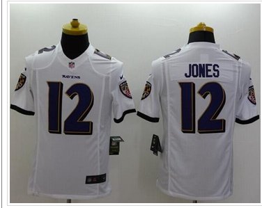 NEW Baltimore Ravens #12 Jacoby Jones White NFL New Limited Jersey