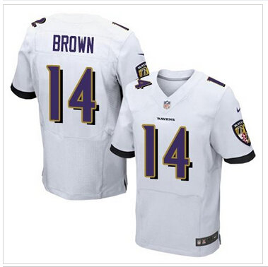 NEW Baltimore Ravens #14 Marlon Brown White NFL New Elite Jersey