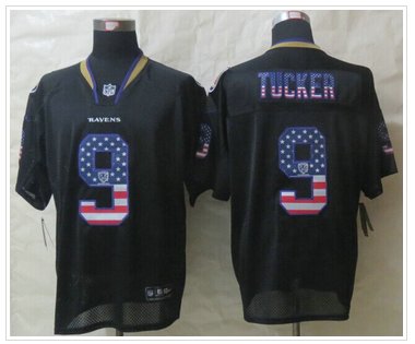 NEW Baltimore Ravens #9 Justin Tucker USA Flag Fashion Black Elite Jerseys