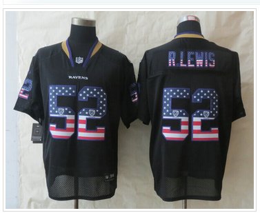New Baltimore Ravens #52 Ray Lewis USA Flag Fashion Black Elite Jerseys