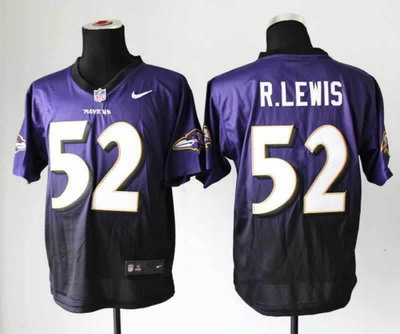 NEW Baltimore Ravens 52 Ray Lewis Purple Black Drift Fashion II Elite NFL Jerseys