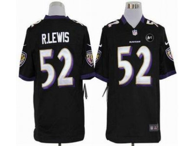 NEW Baltimore Ravens #52 Ray Lewis black jerseys(Game Art Patch)