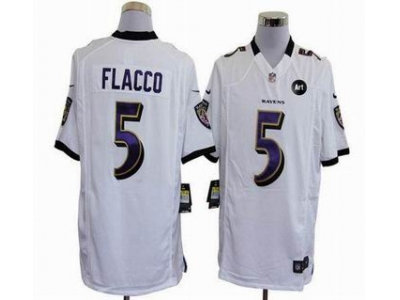 NEW Baltimore Ravens #5 Joe Flacco white jerseys(Game Art Patch)