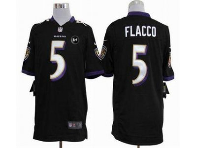 NEW Baltimore Ravens #5 Joe Flacco black jerseys(Game Art Patch)