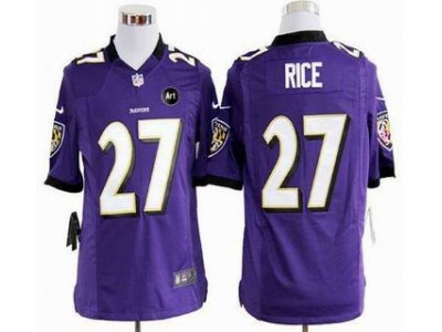 NEW Baltimore Ravens #27 ray rice purple jerseys(Game Art Patch)