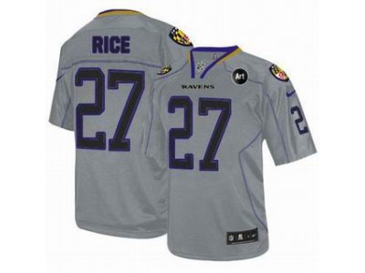NEW Baltimore Ravens #27 Ray Rice grey jerseys(Elite Lights Out Art Patch)