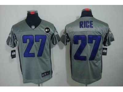 NEW Baltimore Ravens #27 Ray Rice grey jerseys(Elite shadow Art Patch)