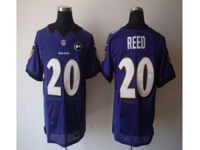 NEW Baltimore Ravens #20 Ed Reed white purple jerseys(Elite Art Patch)