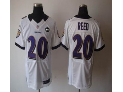 NEW Baltimore Ravens #20 Ed Reed white white jerseys(Elite Art Patch)