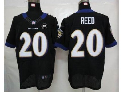 NEW Baltimore Ravens #20 Ed Reed white black jerseys(Elite Art Patch)