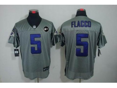 NEW Baltimore Ravens #5 flacco grey jerseys(Elite shadow Art Patch)