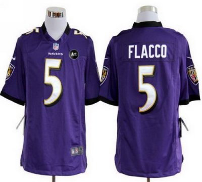 NEW NFL Baltimore Ravens 5 Joe Flacco Purple Jerseys With Art Patch(Game) NEW NFL Baltimore Ravens 5 Joe Flacco Purple Jerseys With Art Patch(Game)
