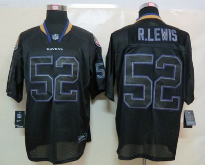 NEW NFL Baltimore Ravens 52 R.Lewis Lights Out Black Elite Jerseys