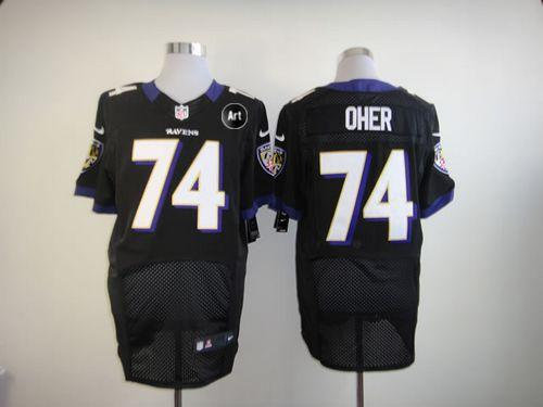 NEW NFL Baltimore Ravens #74 oher Black With Art patch (Elite)