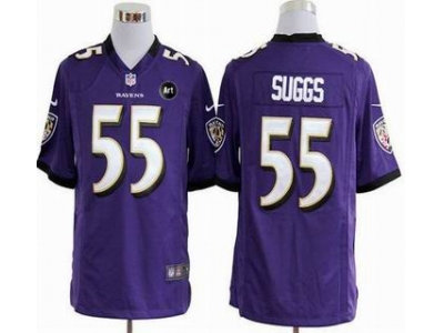 NEW Baltimore Ravens #55 Terrell Suggs purple jerseys(Game Art Patch)