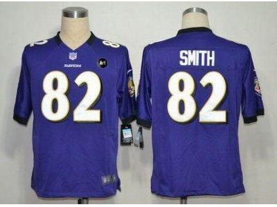 NEW Baltimore Ravens #82 Torrey Smith purple jerseys(Game Art Patch)