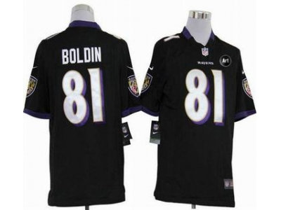NEW Baltimore Ravens #81 Anquan Boldin Black jerseys(Game Art Patch)
