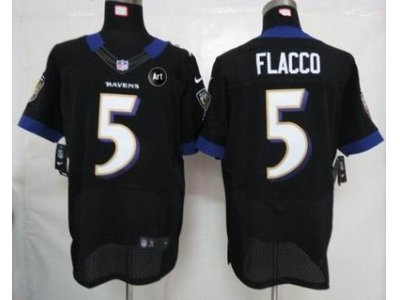 NEW Baltimore Ravens #5 flacco black jerseys(Elite Art Patch)