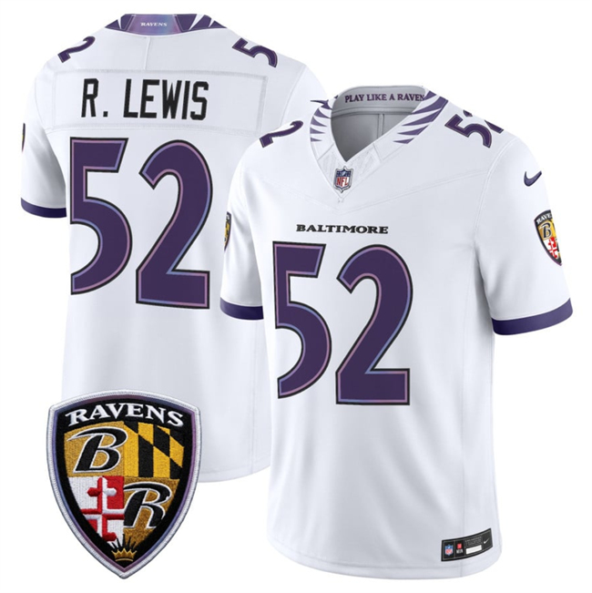 Men's Baltimore Ravens #52 Ray Lewis White 2026 F.U.S.E. Vapor Stitched Limited Football Jersey Men's Baltimore Ravens #52 Ray Lewis White 2026 F.U.S.E. Vapor Stitched Limited Football Jersey