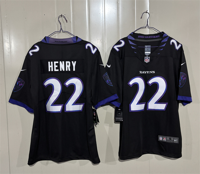 Men's Baltimore Ravens #22 Derrick Henry Black 2026 Alternate Vapor Stitched Limited Football Jersey Men's Baltimore Ravens #22 Derrick Henry Black 2026 Alternate Vapor Stitched Limited Football Jersey