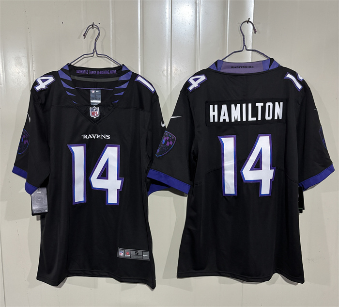 Men's Baltimore Ravens #14 Kyle Hamilton Black 2026 Alternate Vapor Stitched Limited Football Jersey