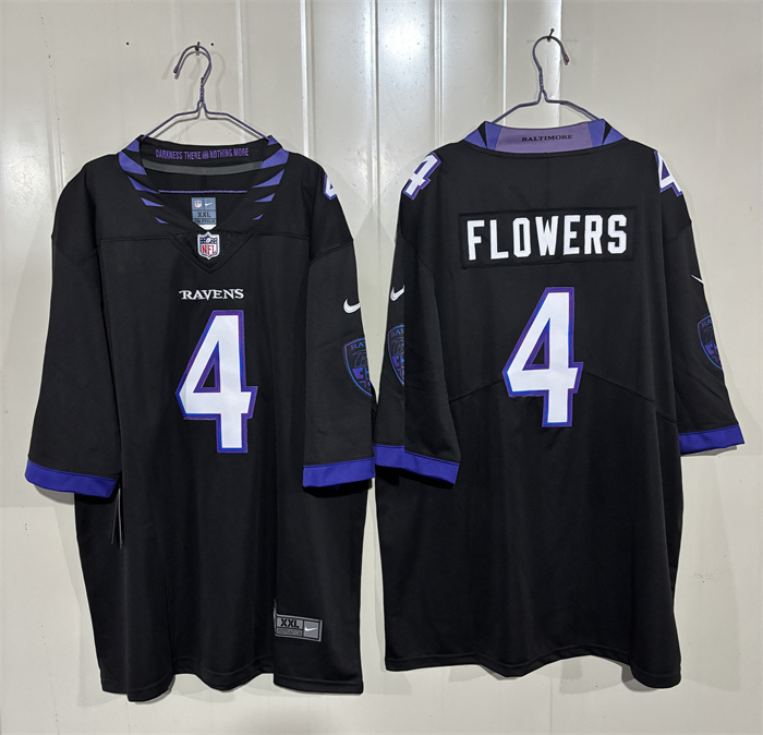 Men's Baltimore Ravens #4 Zay Flowers Black 2026 Alternate Vapor Stitched Limited Football Jersey