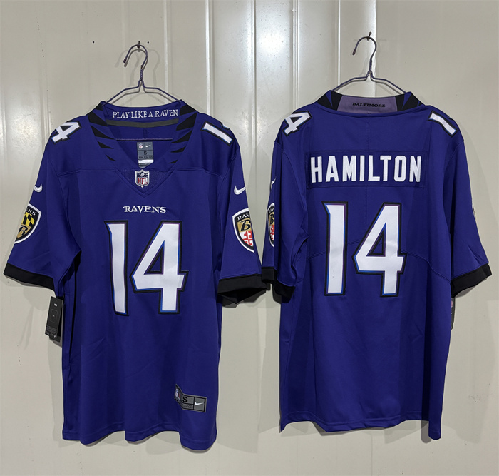 Men's Baltimore Ravens #14 Kyle Hamilton Purple 2026 Vapor Stitched Limited Football Jersey Men's Baltimore Ravens #14 Kyle Hamilton Purple 2026 Vapor Stitched Limited Football Jersey
