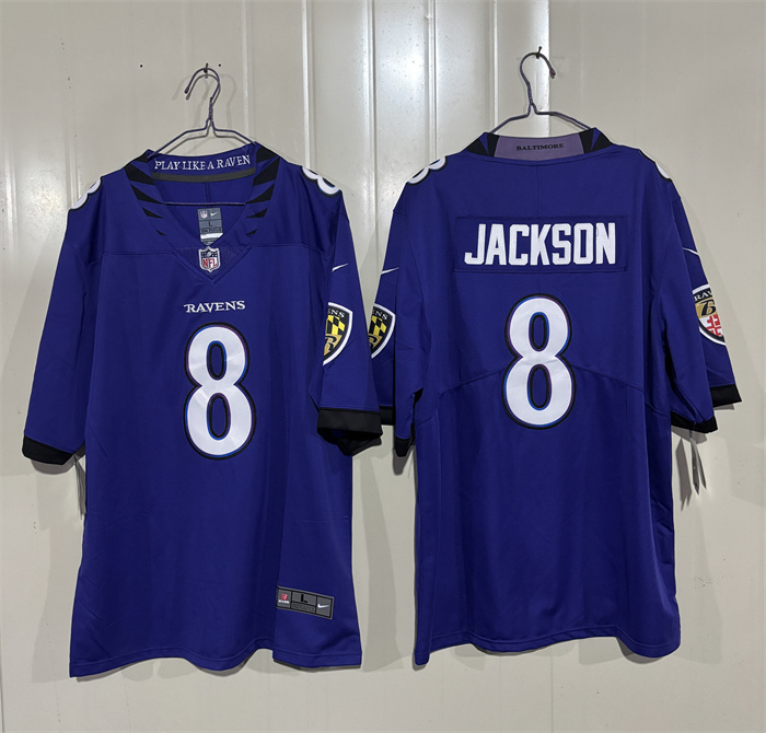 Men's Baltimore Ravens #8 Lamar Jackson Purple 2026 Vapor Stitched Limited Football Jersey