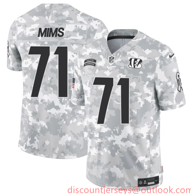 Men's Cincinnati Bengals #71 Amarius Mims 2024 F.U.S.E Arctic Camo Salute To Service Limited Stitched Football Jersey Men's Cincinnati Bengals #71 Amarius Mims 2024 F.U.S.E Arctic Camo Salute To Service Limited Stitched Football Jersey