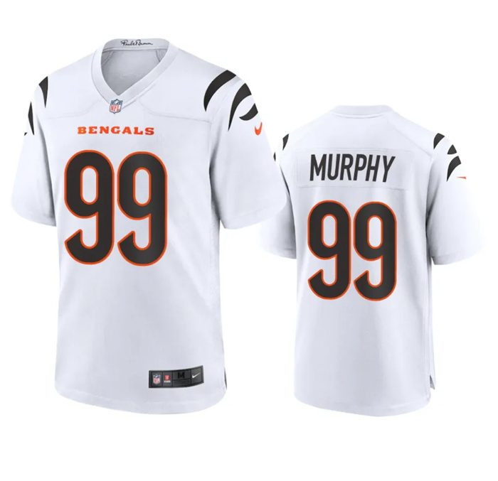 Men's Cincinnati Bengals #99 Myles Murphy White Stitched Game Jersey Men's Cincinnati Bengals #99 Myles Murphy White Stitched Game Jersey