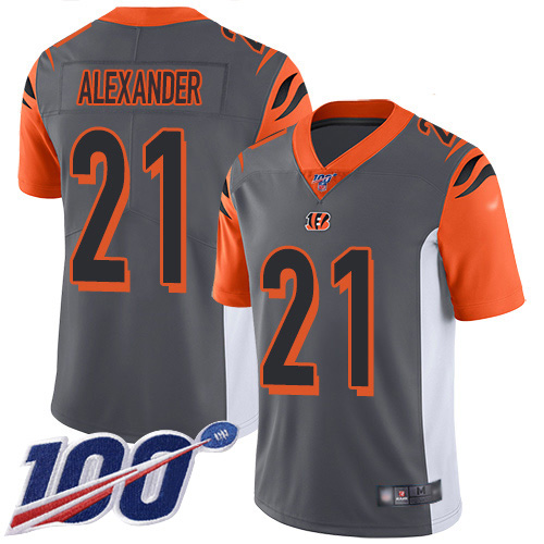 Nike Bengals #21 Mackensie Alexander Silver Men's Stitched NFL Limited Inverted Legend 100th Season Jersey Nike Bengals #21 Mackensie Alexander Silver Men's Stitched NFL Limited Inverted Legend 100th Season Jersey
