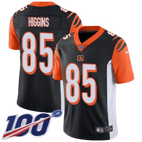 Nike Bengals #85 Tee Higgins Black Team Color Men's Stitched NFL 100th Season Vapor Untouchable Limited Jersey Nike Bengals #85 Tee Higgins Black Team Color Men's Stitched NFL 100th Season Vapor Untouchable Limited Jersey