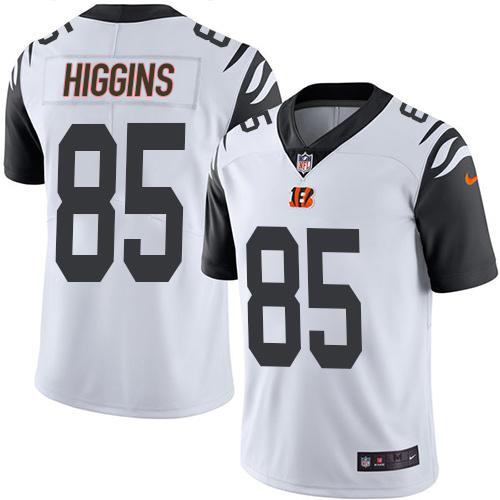 Nike Bengals #85 Tee Higgins White Men's Stitched NFL Limited Rush Jersey Nike Bengals #85 Tee Higgins White Men's Stitched NFL Limited Rush Jersey