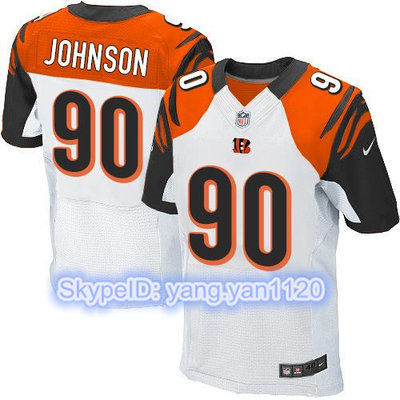 Nike Bengals #90 Michael Johnson White Men's Stitched NFL Elite Jersey Nike Bengals #90 Michael Johnson White Men's Stitched NFL Elite Jersey