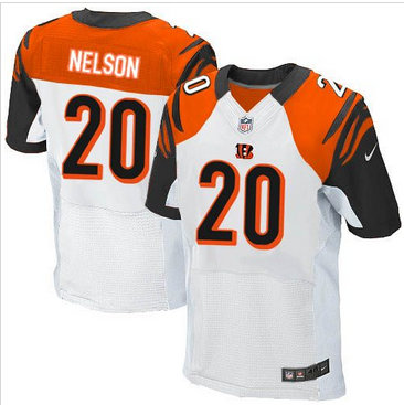 Nike Cincinnati Bengals #20 Reggie Nelson White Men's Stitched NFL Elite Jersey Nike Cincinnati Bengals #20 Reggie Nelson White Men's Stitched NFL Elite Jersey