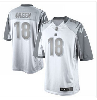 New Cincinnati Bengals #18 AJ Green White Platinum Jersey