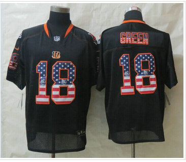 New Cincinnati Bengals #18 A.J. Green USA Flag Fashion Black Elite Jerseys