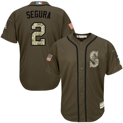 Mariners #2 Jean Segura Green Salute to Service Stitched Baseball Jersey