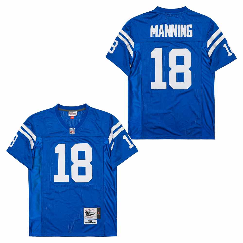 Men's Indianapolis Colts #18 Peyton Manning Blue Throwback Stitched Jersey Men's Indianapolis Colts #18 Peyton Manning Blue Throwback Stitched Jersey