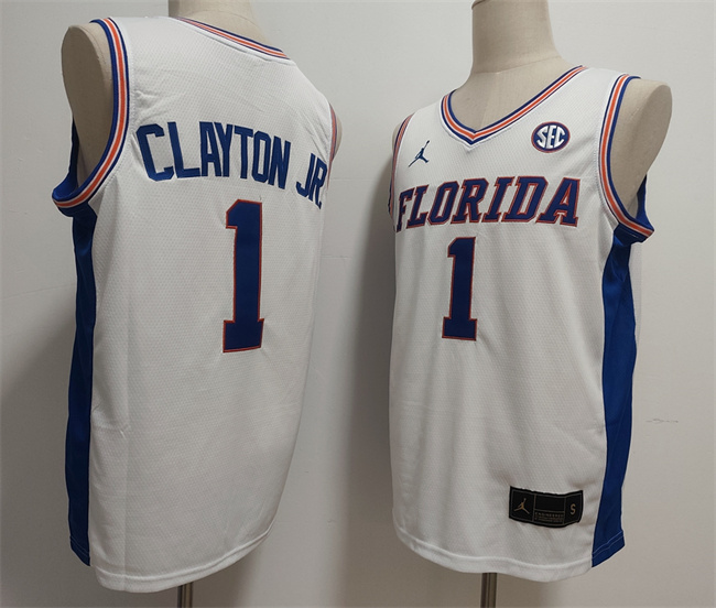 Men's Florida Gators #1 Walter Clayton Jr. White Stitched Basketball Jersey Men's Florida Gators #1 Walter Clayton Jr. White Stitched Basketball Jersey