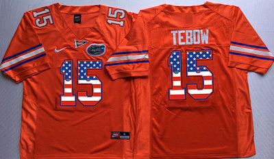 Florida Gators 15 Tim Tebow Orange USA Flag College Jersey Florida Gators 15 Tim Tebow Orange USA Flag College Jersey