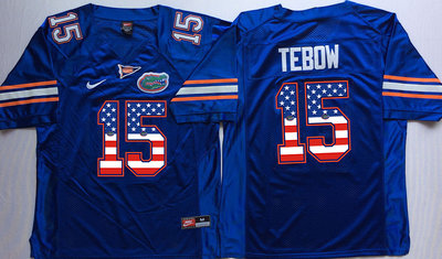 Florida Gators 15 Tim Tebow Blue USA Flag College Jersey Florida Gators 15 Tim Tebow Blue USA Flag College Jersey
