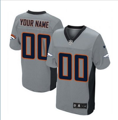 Men's Nike Denver Broncos Customized Limited Grey Shadow NFL Jersey Men's Nike Denver Broncos Customized Limited Grey Shadow NFL Jersey